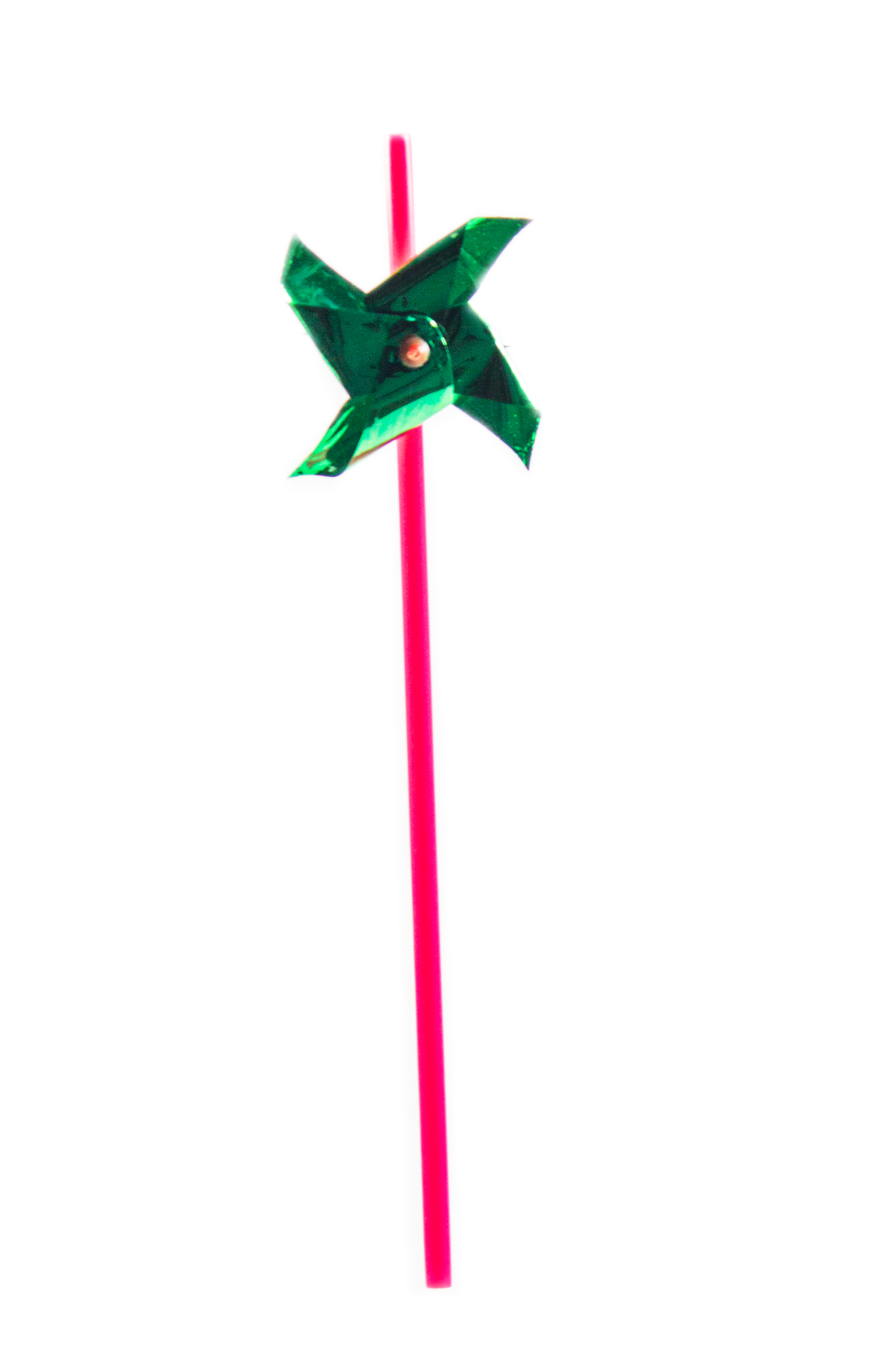 8" Pink Hard Straight Green Plastic Pinwheel Straws Case of 48ct total- Straw is Pink