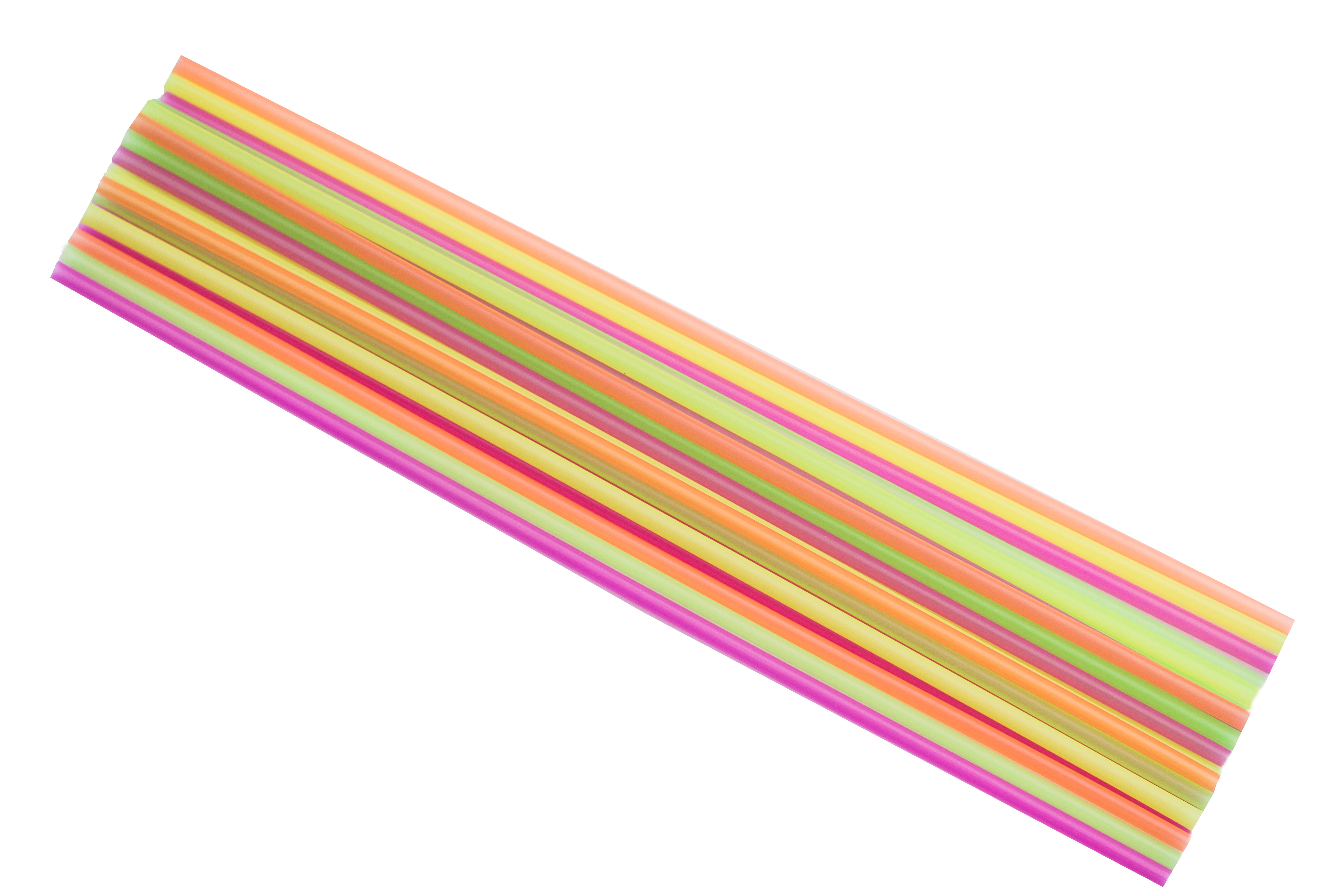 20" Neon Assorted Colors Straight Cut Plastic Straws Box of 500ct