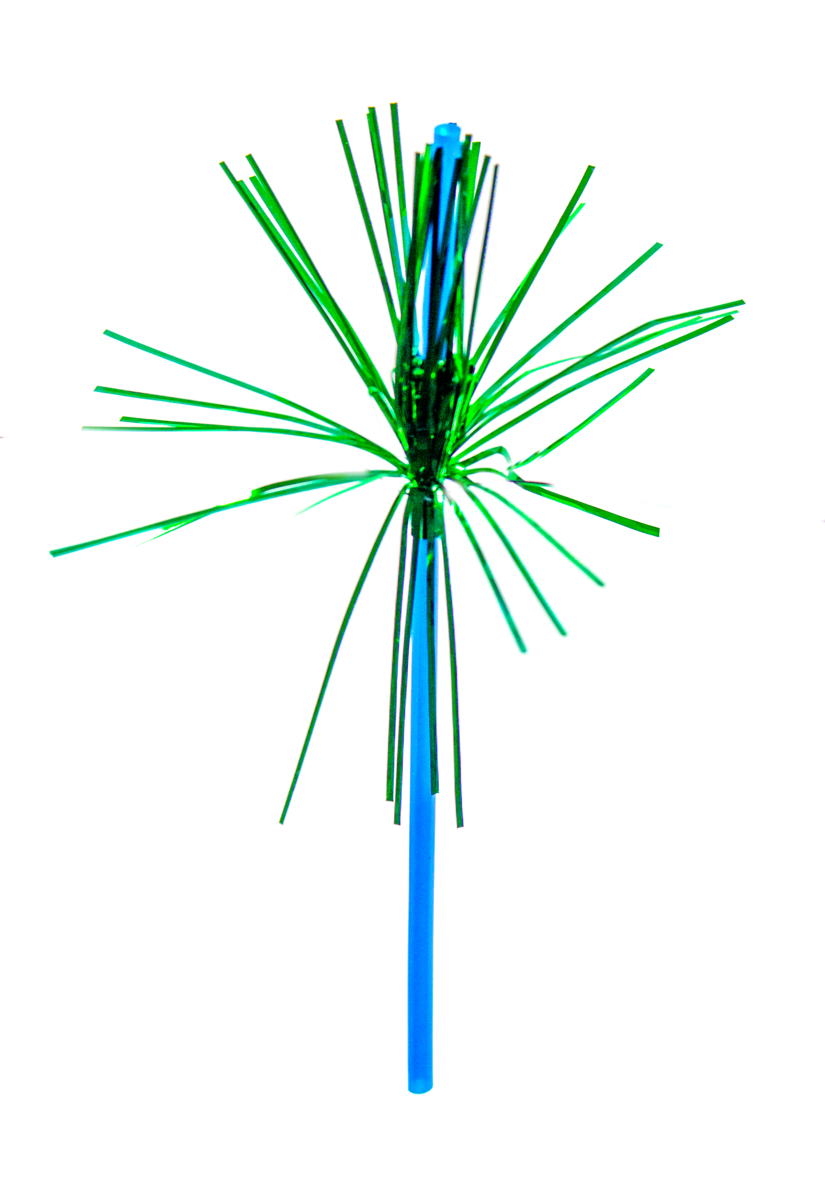 8" Blue Palm Straws Plastic Green Frons 48ct