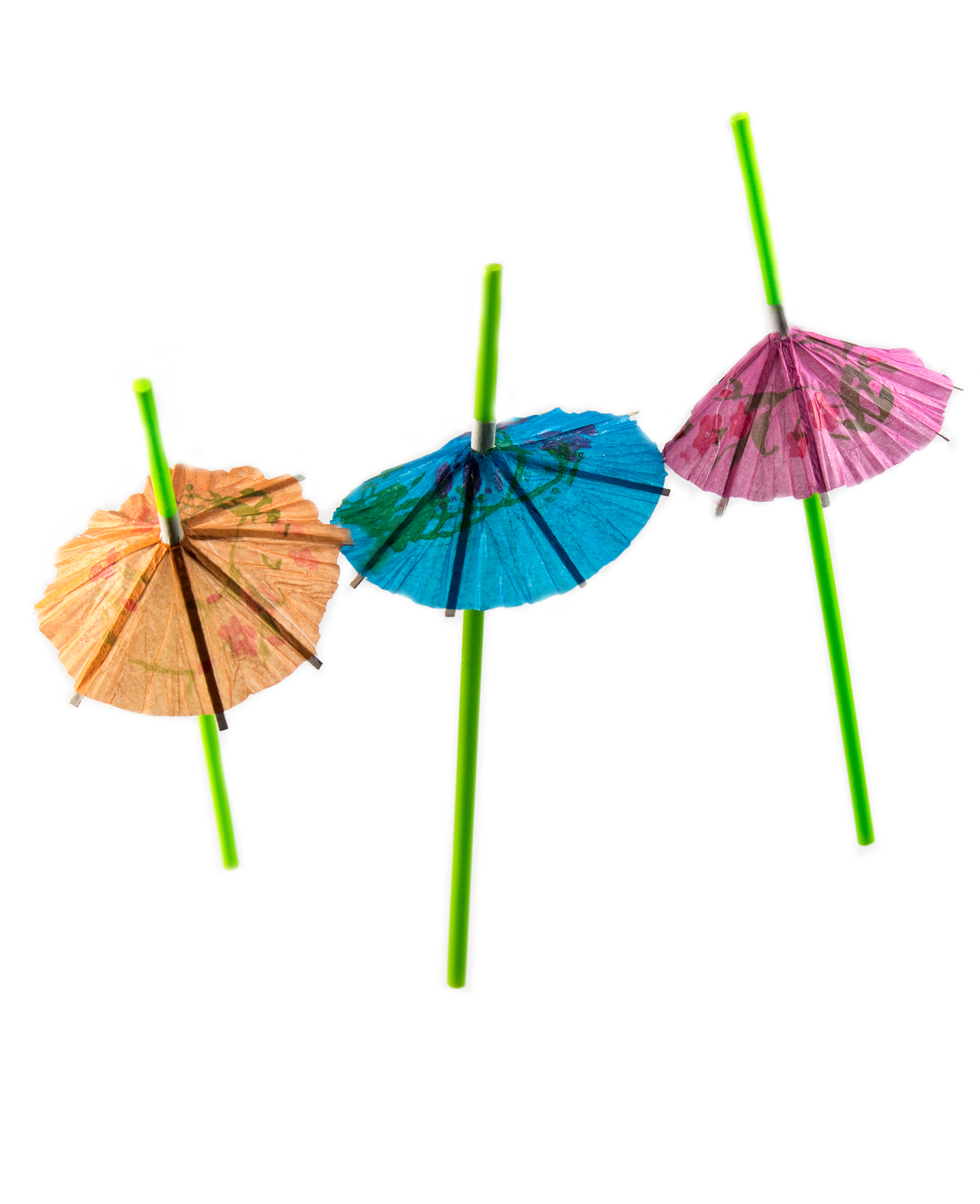 8" Neon Green Plastic Umbrella Straws 48ct