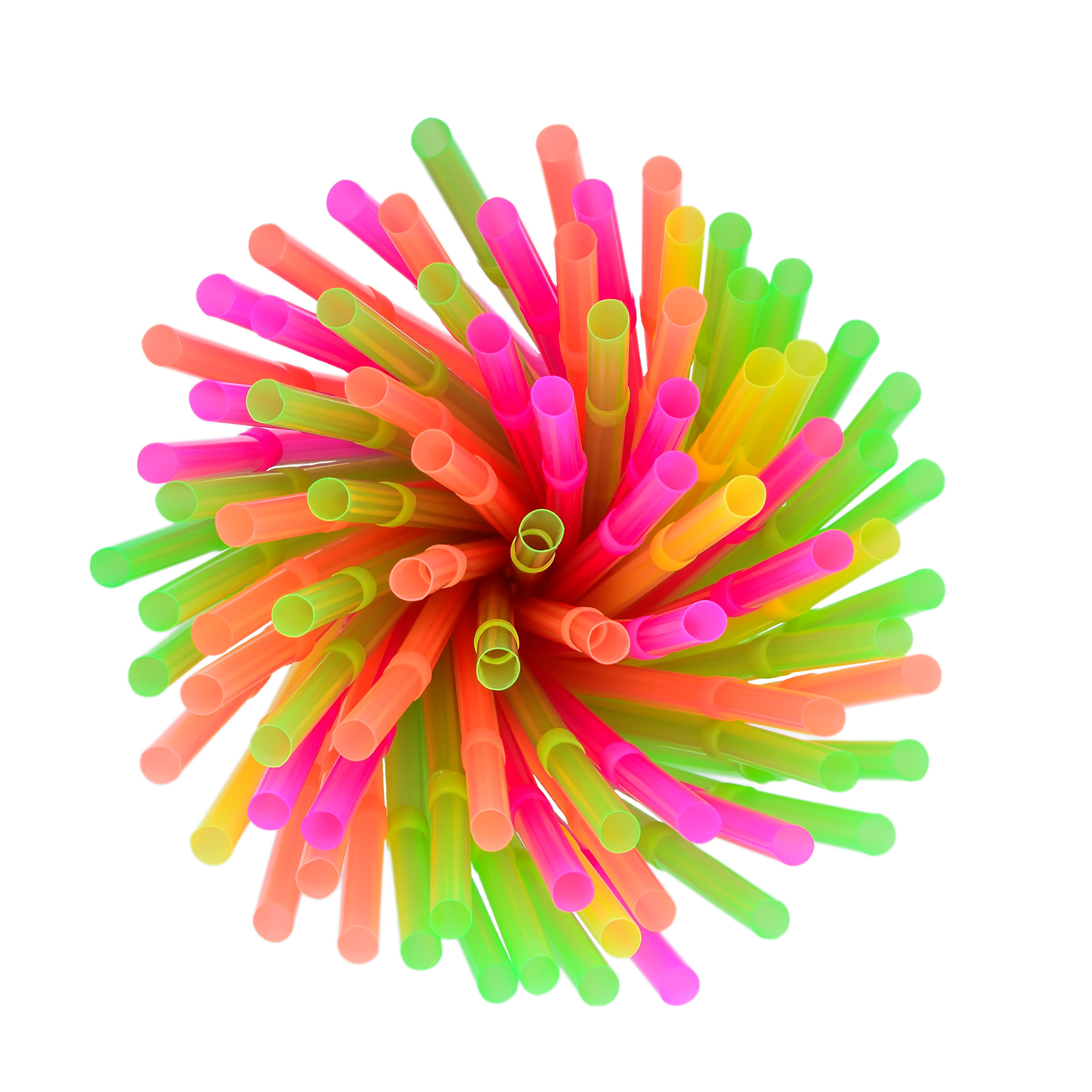 9" Unwrapped Neon Flex Straws - 1250ct- Plastic Straw