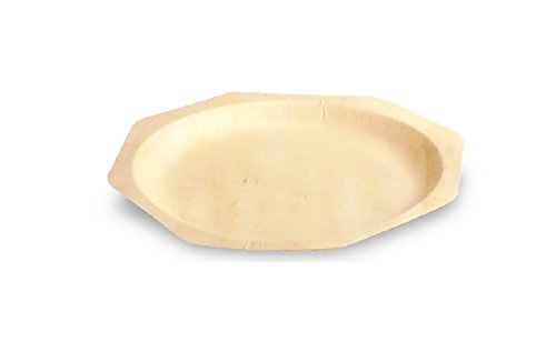 6" Octagon Shaped Wooden Disposable Plates ( Pack of 50)