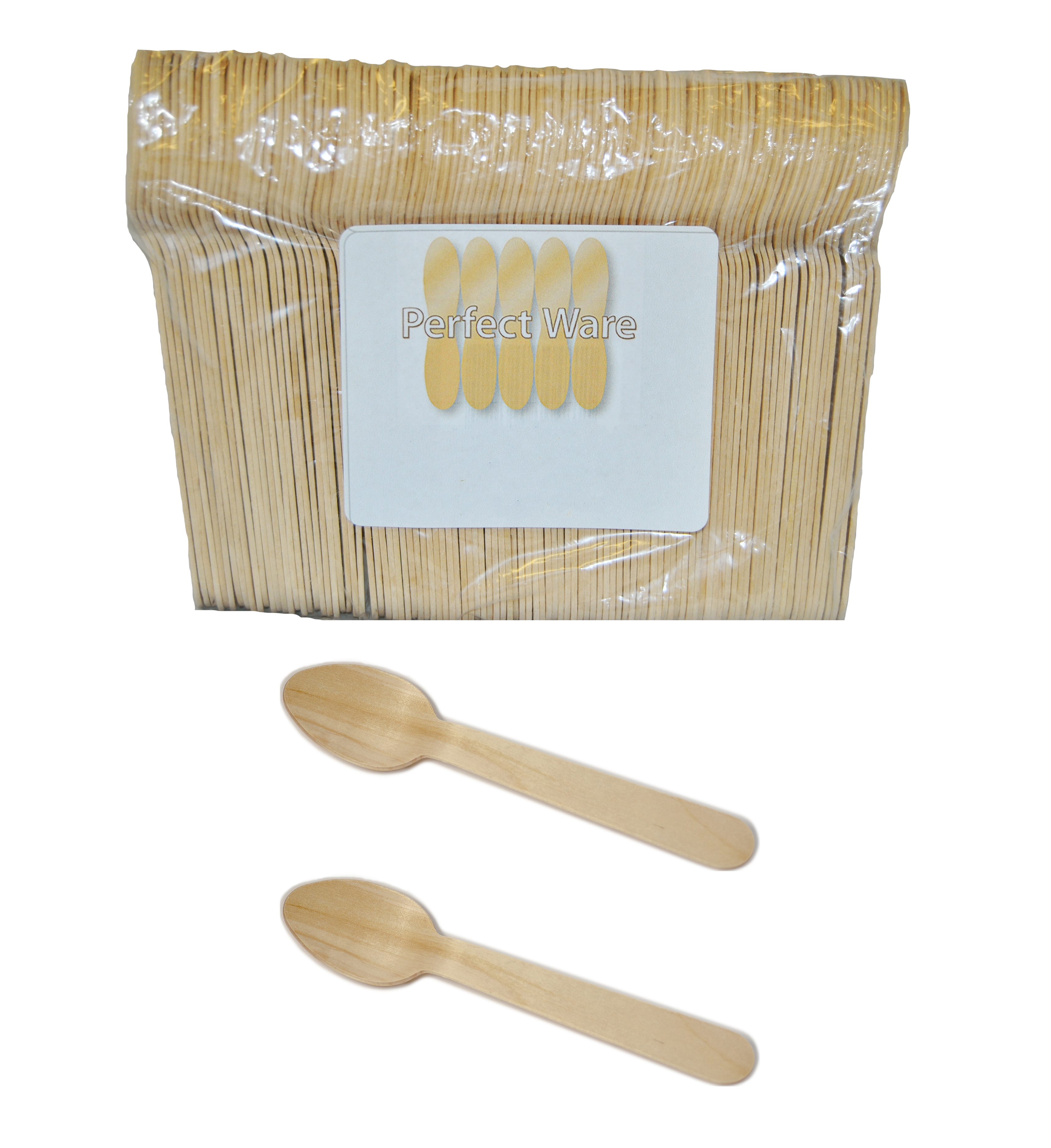6" Wood Premium Perfect Ware  Cutlery Spoons. Case of 1,000ct (Item# Perfect Ware 165SP)