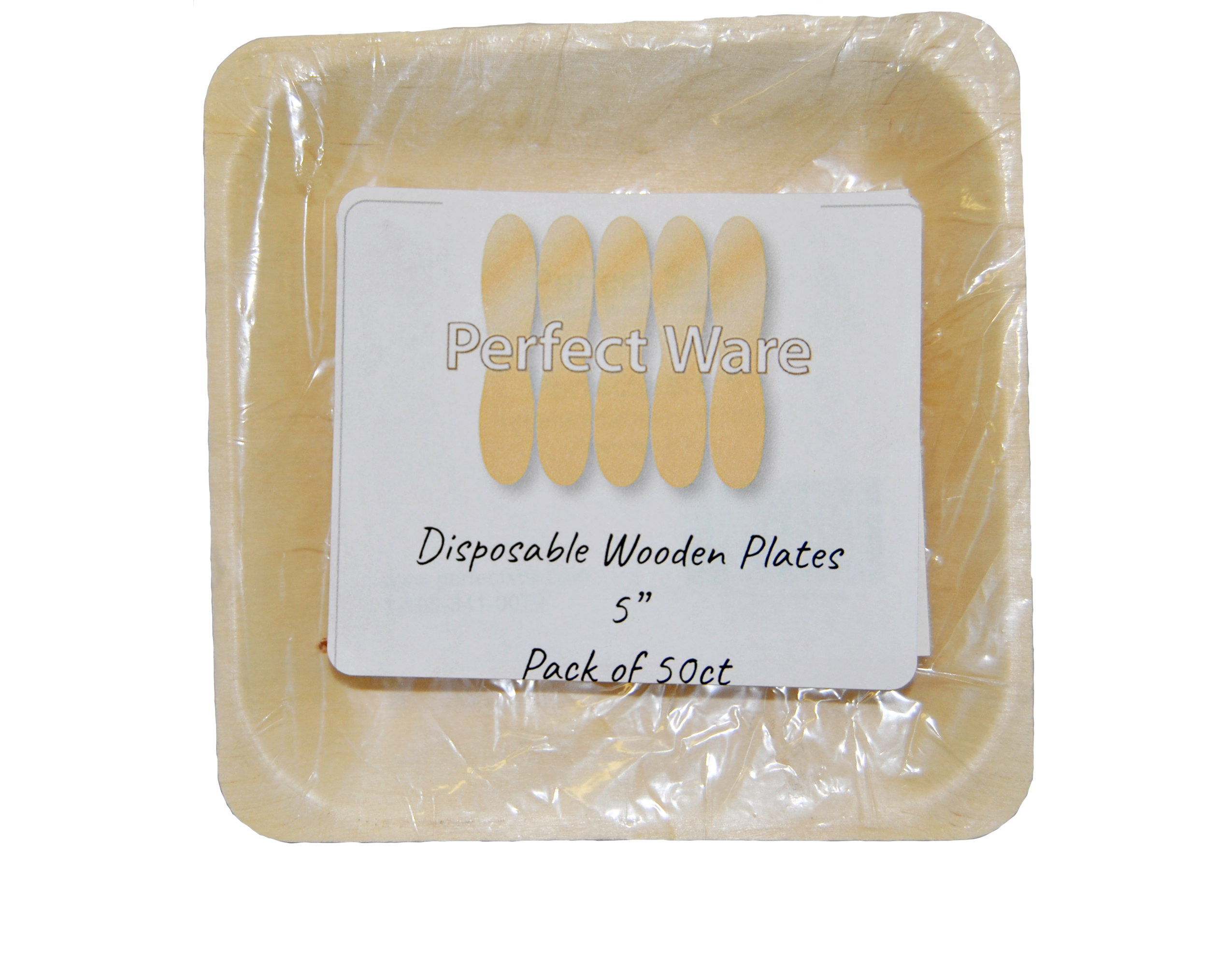 Perfect Ware 5" Wooden Disposable Rectangular Plates ( Pack of 50)