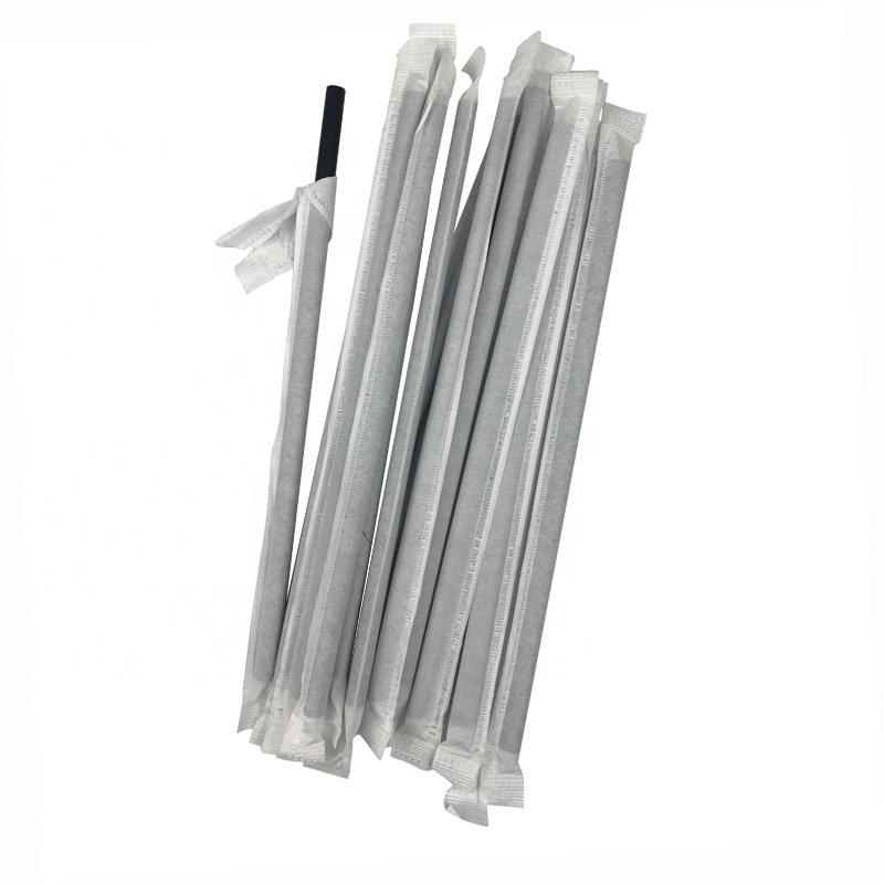 7.75 Wrapped Paper Straw Black-Pack of 5000 Straws