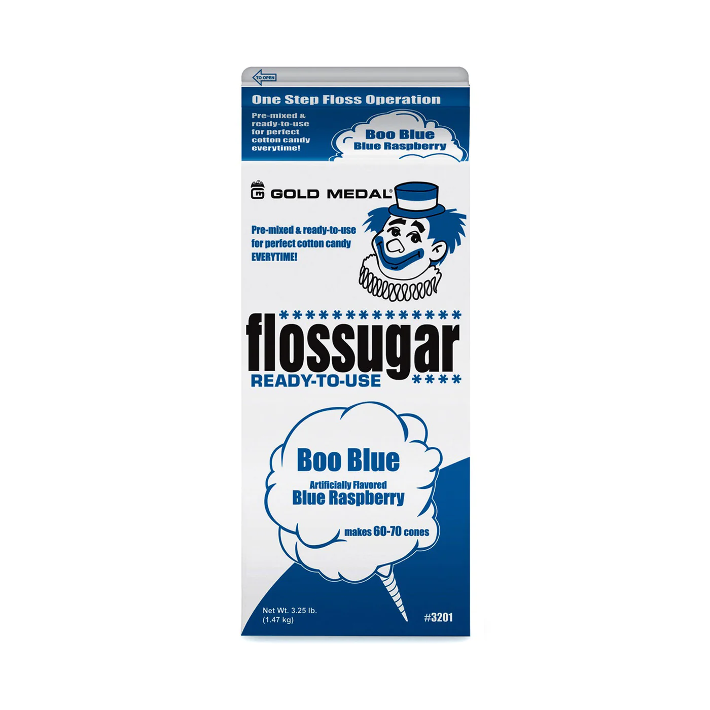 Blue Raspberry Floss Sugar 1/2 Gallon Carton