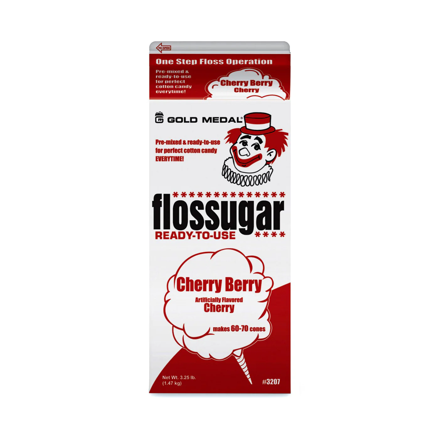 Cherry Floss Sugar 1/2 Gallon Carton